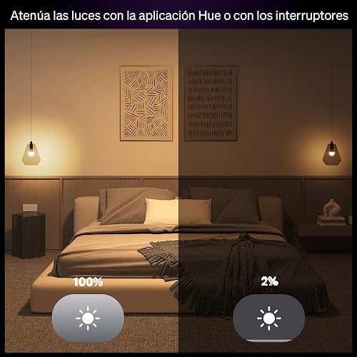 Philips Hue Kit de 4 Focos inteligentes con luz multicolor | Ambiente blanco y de color, E26, 7.2W, 2200K-6500K, 800 lúmenes, regulable, funciona con Alexa, Google Assistant, Apple Home