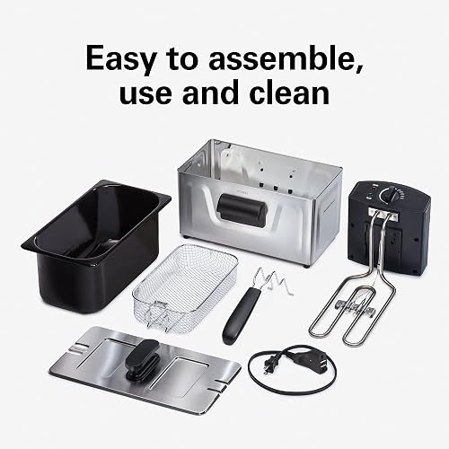 Hamilton Beach 35210 Freidora Eléctrica Estilo Profesional 8 Tazas de Aceite, Acero Inoxidable