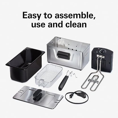 Hamilton Beach 35210 Freidora Eléctrica Estilo Profesional 8 Tazas de Aceite, Acero Inoxidable