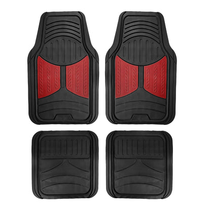 FH GROUP - Suelo de caucho F11313BLACK (juego completo de tapetes negros para adaptarse a las alfombrillas) - Burgundy