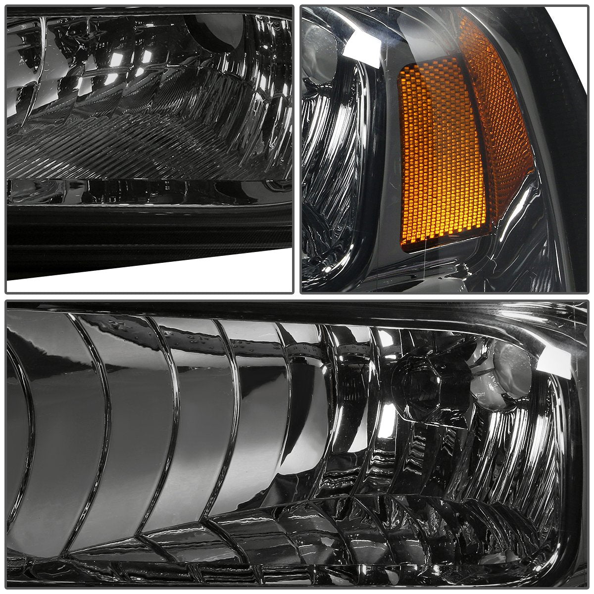 DNA Motoring HL-OH-FSUPER05-SM-AM Faros de Repuesto Ámbar para Super Duty 05-07, Lente Ahumada