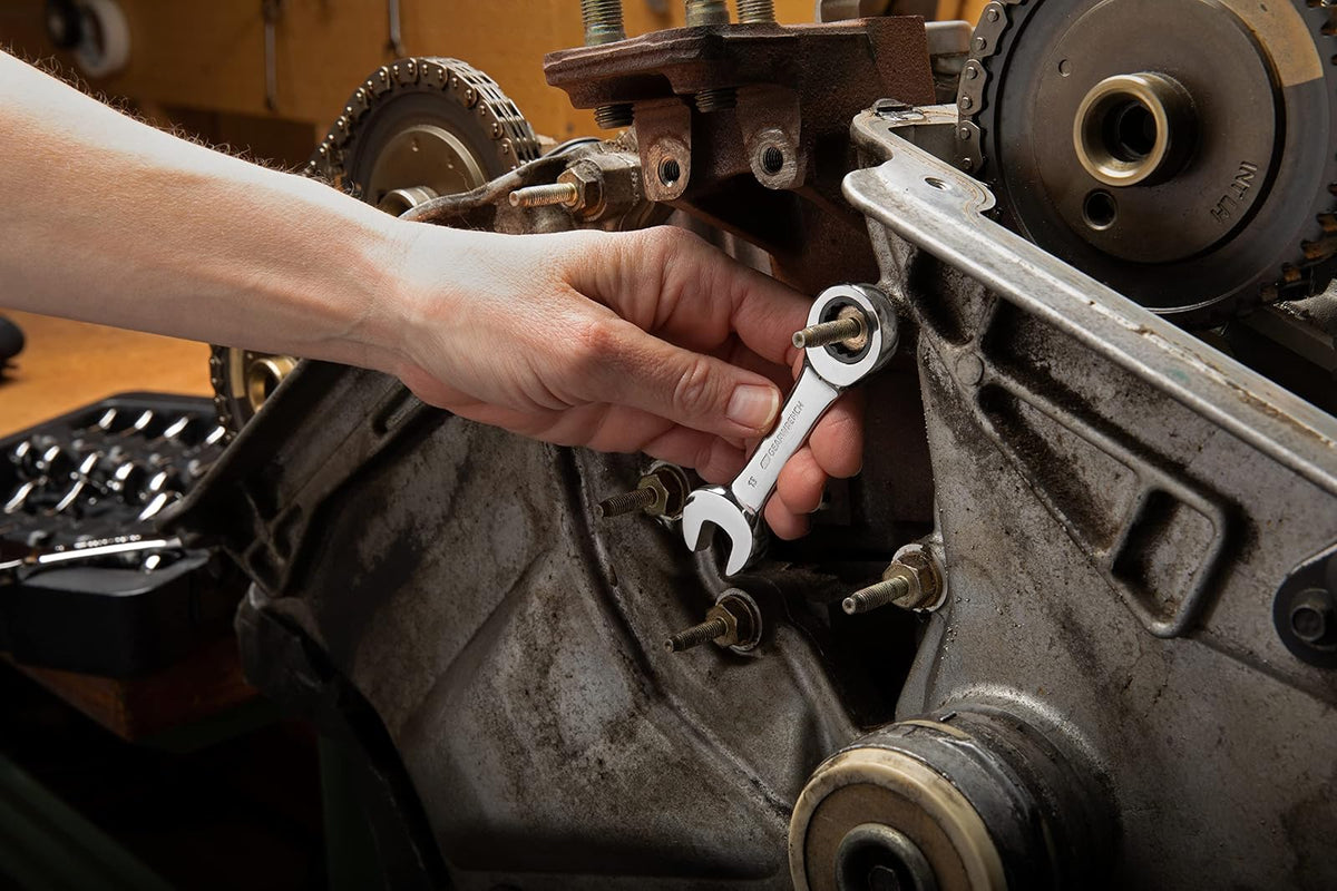 GEARWRENCH Juego de llaves combinadas de carraca SAE/métricas de 14 unidades, 12 puntos, 85206