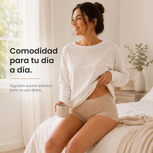 BODYcontrol Calzones de Mujer Algodón Corte Boxer Pack, Boxers Boyshorts Suaves, Ropa Interior Mujer Lencería Dama Bragas Pantaletas Panties Stretch Básicos Confort Set Diario 2911