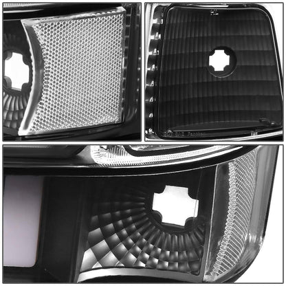 DNA Motoring Par de Faros Delanteros LED Dual para Ford F-150/F-250/F-350/Bronco 1992-1996, Negro/Transparente