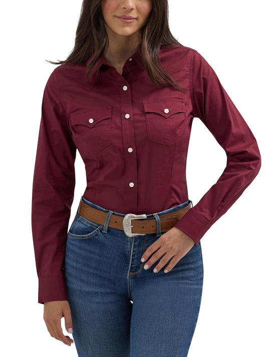 Wrangler Camisa Western Women's Retro Button-Down de Algodón para Mujer
