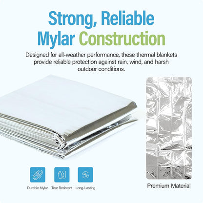Primacare CB-6841-CS Emergency Foil Mylar Thermal Blanket, 82" Length x 54" Width (Pack of 10)