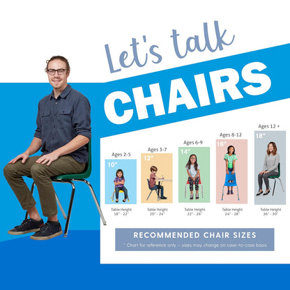 FDP 10384-BK - Silla escolar de 18 pulgadas, asiento apilable para estudiantes con patas de acero chapado en cromo y deslizadores giratorios de nylon; para aprendizaje en casa, aula u oficina, color
