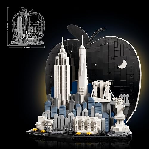 Lego Architecture Ciudad de Nueva York: La Gran Manzana – Set con la Estatua de la Libertad – Objeto de Decoración para Mayores de 18 Años – Idea de Regalo para Viajeros – 21066