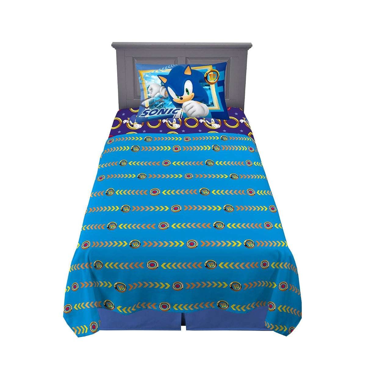 Franco Juego de Sábanas Súper Mario Microfibra - Sonic el erizo - Individual