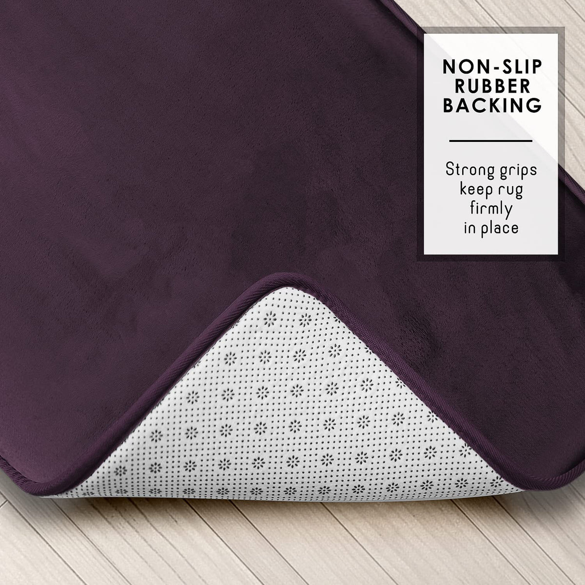 Clara Clark - Juego de 2 Alfombrillas de baño de Espuma viscoelástica de Terciopelo para baño, Antideslizantes, con Respaldo de PVC, Lavables, se Seca rápidamente, Color Morado