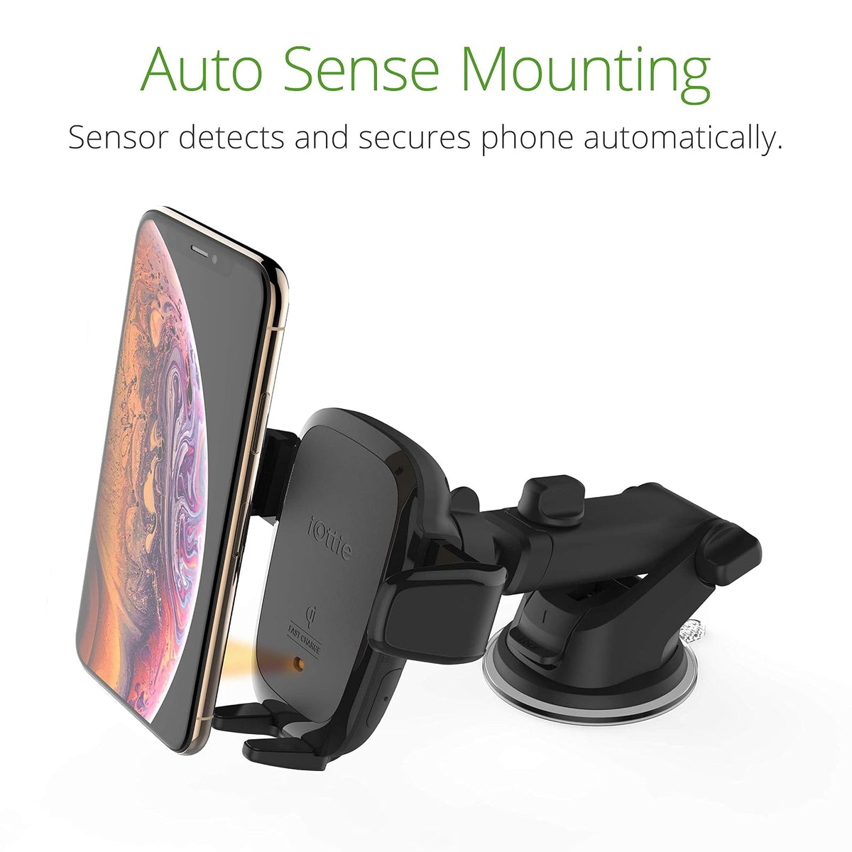 iOttie Auto Sense Qi - Cargador inalámbrico para Automóvil, Soporte de teléfono con sujeción automática con Carga inalámbrica para Google Pixel, iPhone, Samsung Galaxy, Huawei, LG y Otros teléfonos