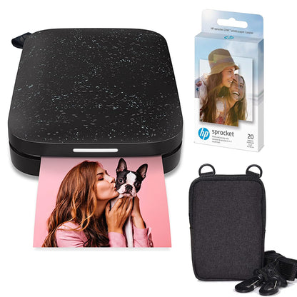 HP Sprocket Portable 2x3 Instant Photo Printer (Black Noir) Zink Paper Bundle
