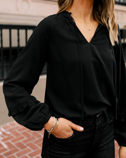 The Drop Top Para Mujer, con Cuello Volado y Manga Raglán, Negro, por @fashion_jackson