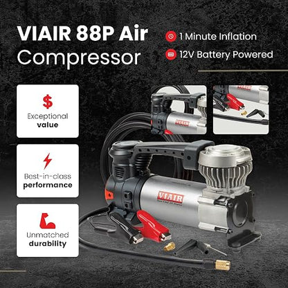 VIAIR 88P Compresor de Aire Portátil 12V 120 PSI para Automóvil/Camión/SUV/RV, Plateado