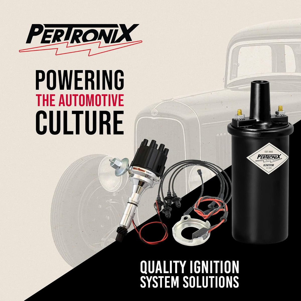 Pertronix Bobina de Encendido Flamethrower III 44011, 45,000 V, 0.32 ?, 12V, Negro
