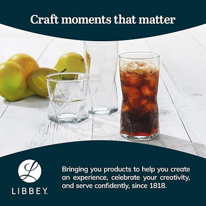 Libbey Rhombus - Juego de vasos y rocas (16 piezas)