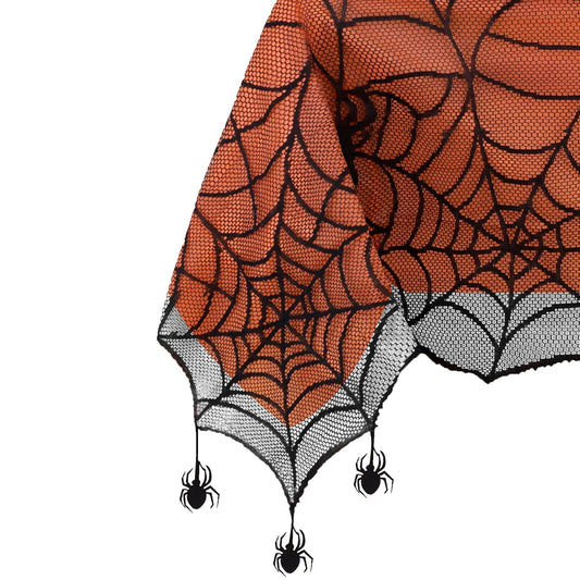 Elrene Home Fashions - Mantel de Halloween con Forro de plástico Naranja extraíble, Rectangular de 60 x 84 Pulgadas, Naranja y Negro