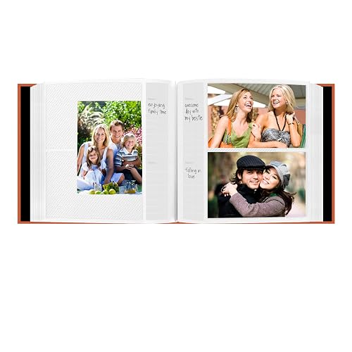 Pioneer 200 Pocket Fabric Frame Cover Photo Album, Tangerine Orange