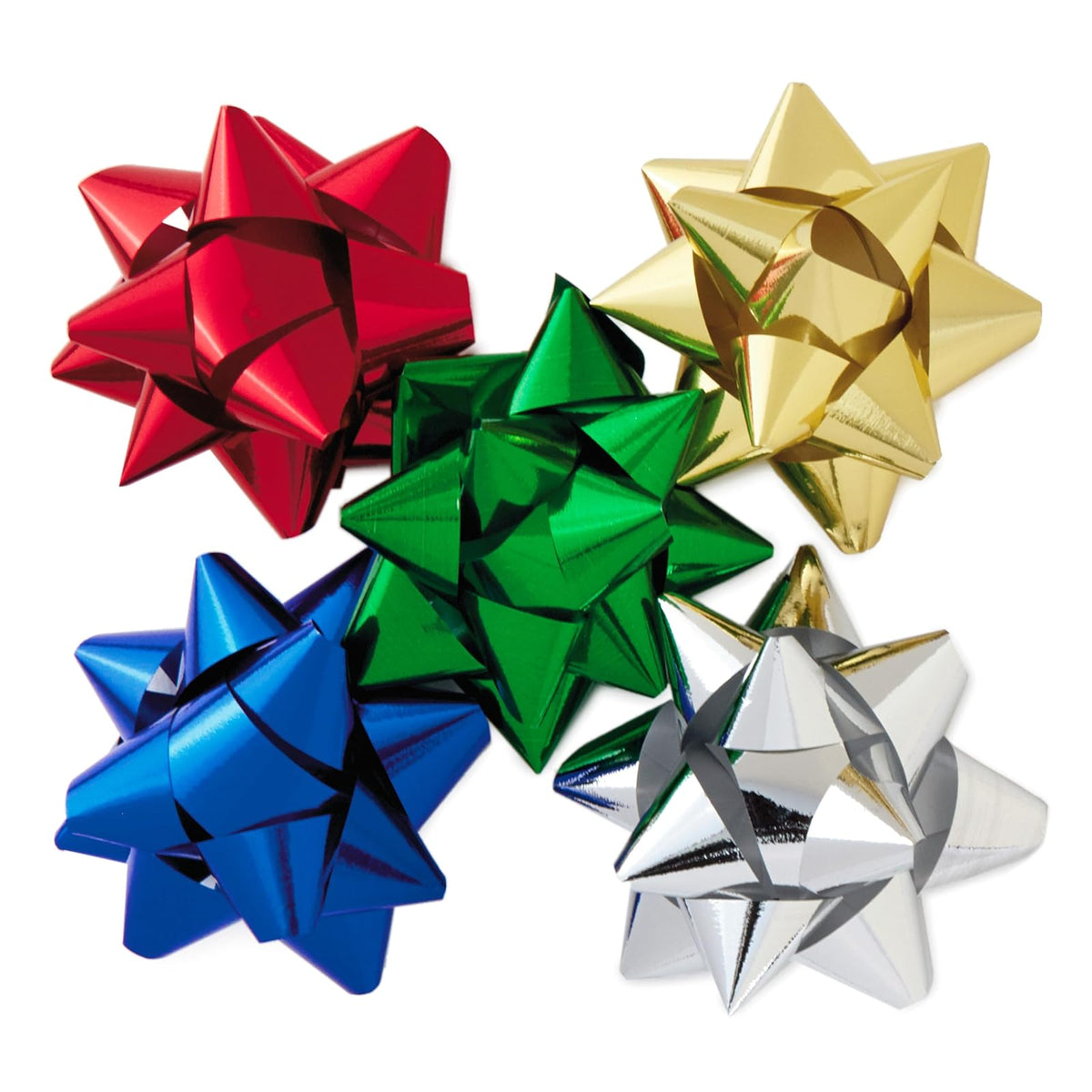 Hallmark - Surtido de regalo de 3 pulgadas (75 lazos: rojo, dorado, verde, plata, azul) para Navidad, Hanukkah, cumpleaños, regalos