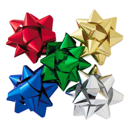 Hallmark - Surtido de regalo de 3 pulgadas (75 lazos: rojo, dorado, verde, plata, azul) para Navidad, Hanukkah, cumpleaños, regalos