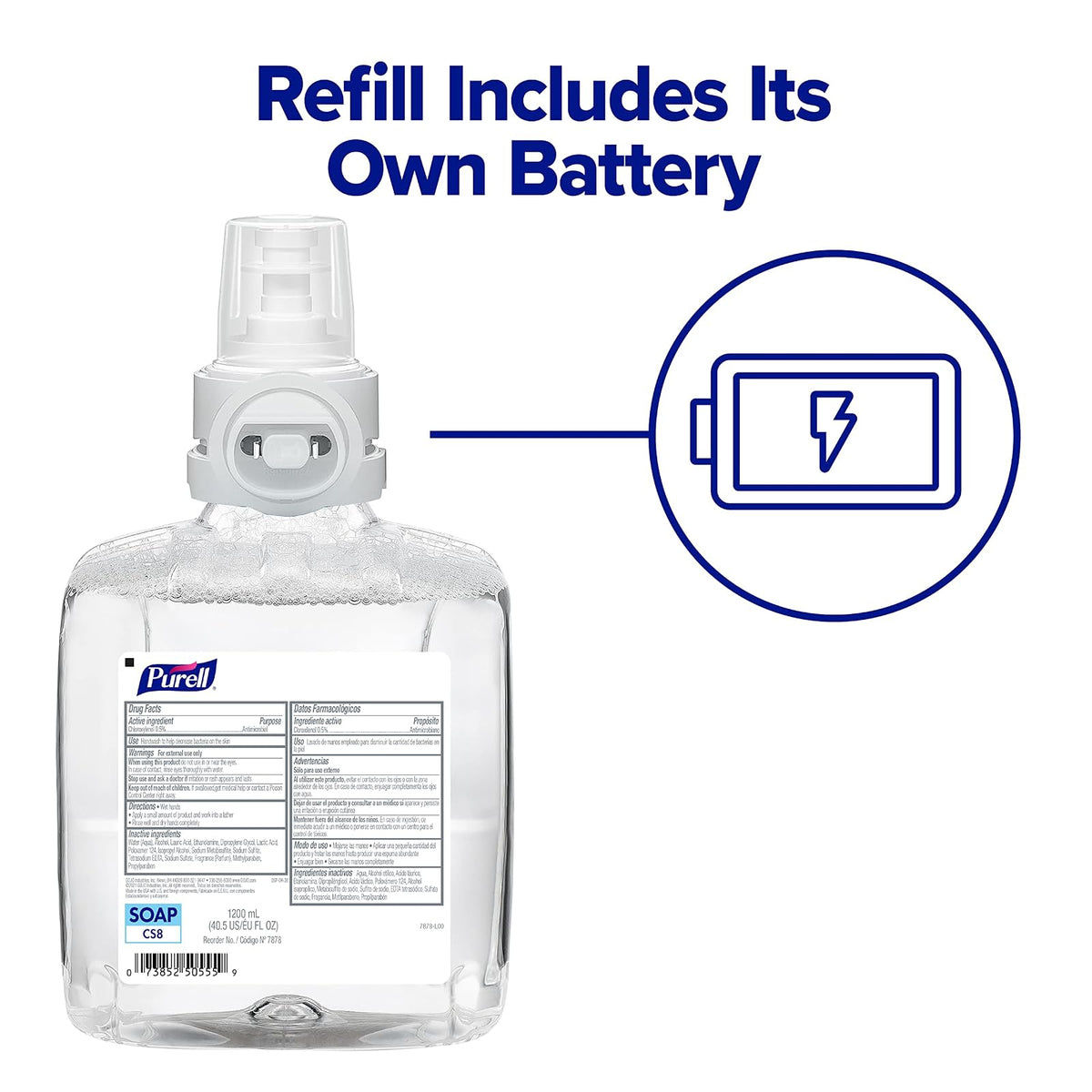 PURELL Brand Healthy Jabón de espuma suave, 1200 ml de repuesto de jabón de manos para dispensador de jabón sin contacto PURELL CS8 (paquete de 2) – 7874-02