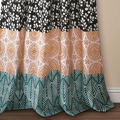 Lush Decor Par de Cortinas de Ventana de Rayas Bohemias Coloridas con diseño Atrevido, 52 Pulgadas de Ancho x 84 Pulgadas de Largo, Turquesa y Naranja