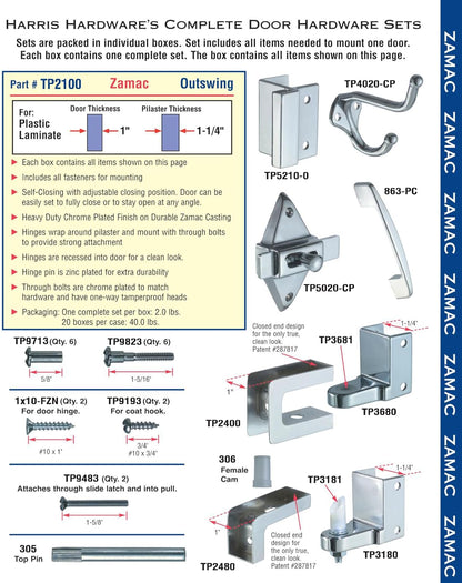Harris Hardware TP2100 - Juego completo de accesorios para puerta de salida, 2,5 cm Puerta 1-1/4 pulgadas. Pilaster