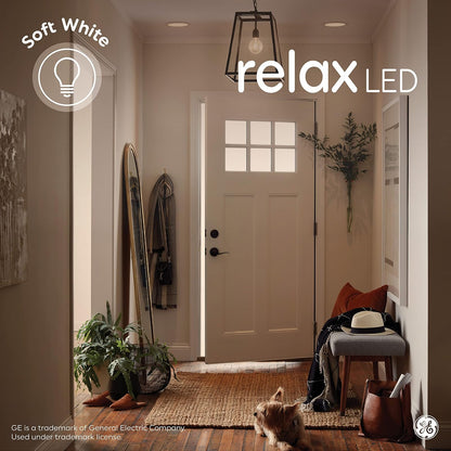 GE Relax - Bombillas LED para lámpara de araña (LED, punta curvada, 40 W, 4 unidades), color blanco esmerilado, regulable, E12