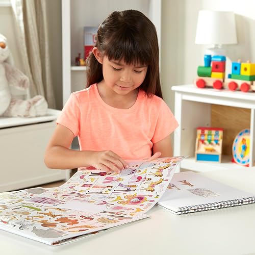 Melissa & Doug: Colección de Autoadhesivos y Libros de Colorear: Princesas, Hadas, Animales y Más (100 Hojas, 11 x 14 Pulgadas, Rosa y Púrpura)