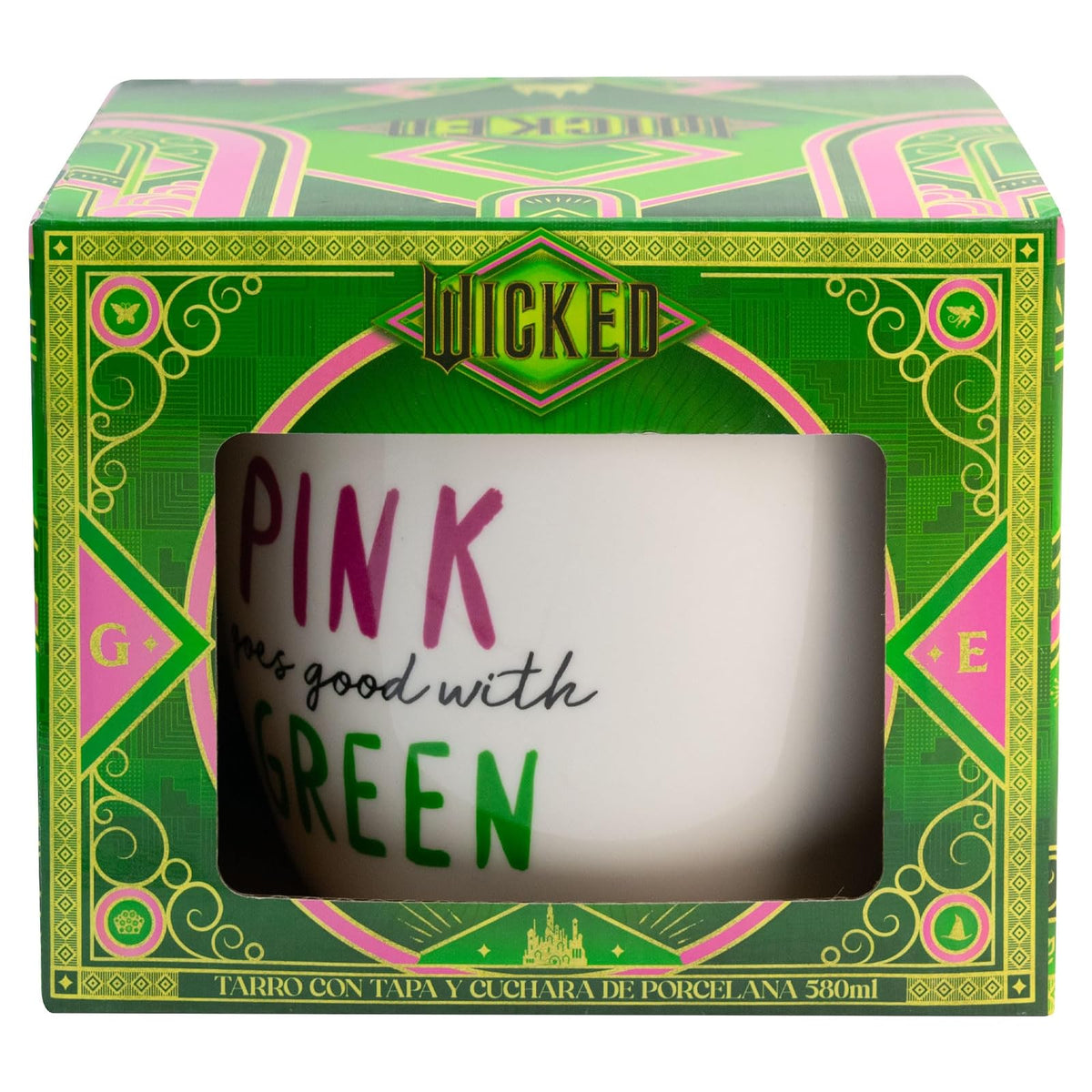 Funkids - Taza con tapa y cuchara deporcelana Wicked con caja de regalo 580ml.