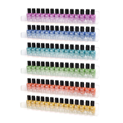 BTremary Soporte de acrílico transparente para esmalte de uñas paquete de 6 unidades, estante flotante para colgar esmalte de uñas, soporte de pared flotante para hasta 96 botellas