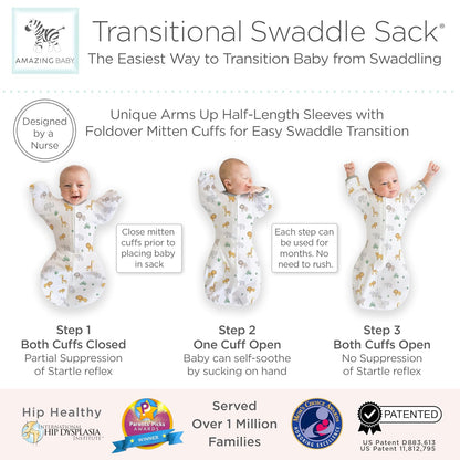 Amazing Baby Saco de Transición para Bebé Mangas Medias Pequeño 6-14 Libras