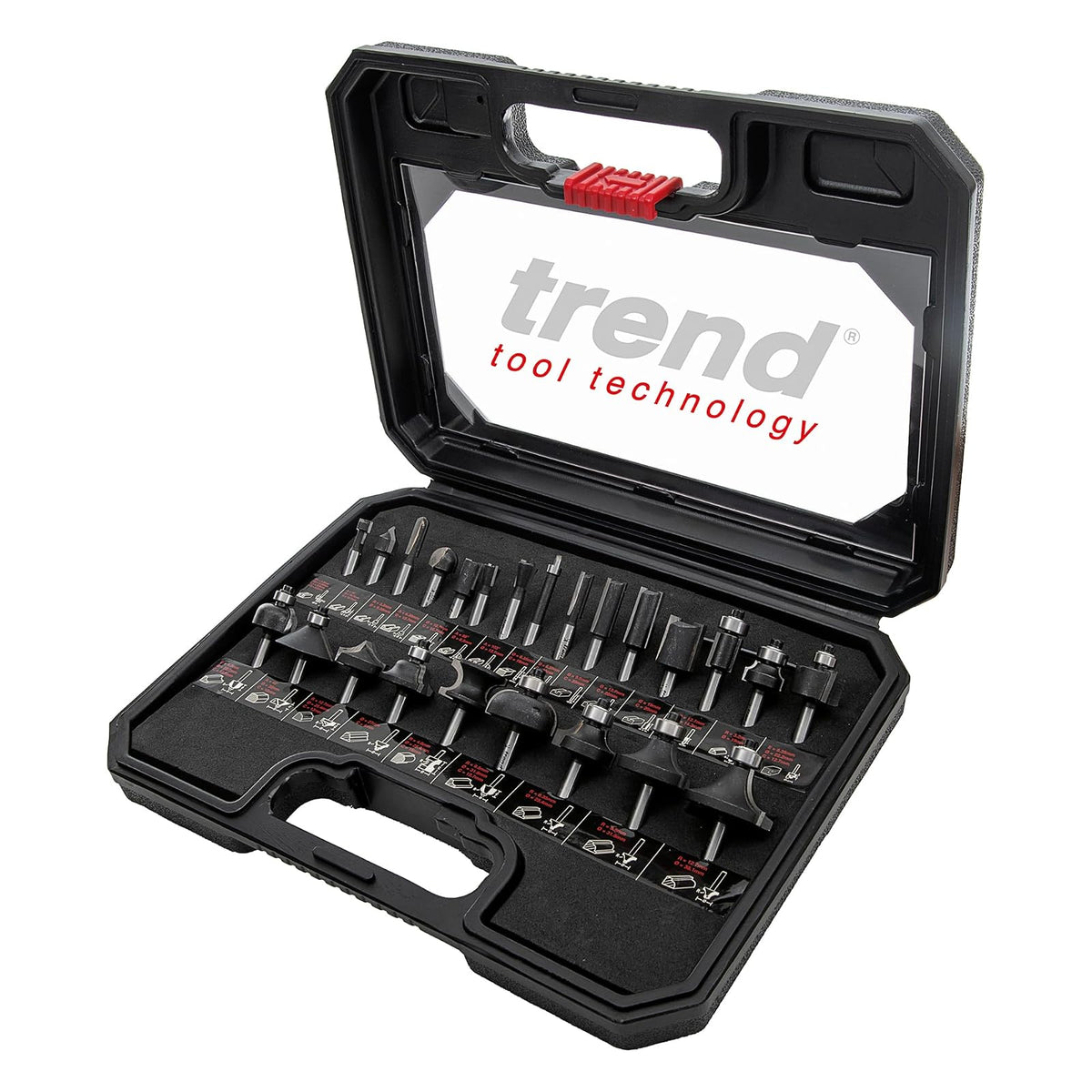 Trend - Juego de 24 brocas de enrutador, vástago de 1/4 pulgadas, punta de carburo de tungsteno, caja de almacenamiento incluida, SET/SS24X1/4TC