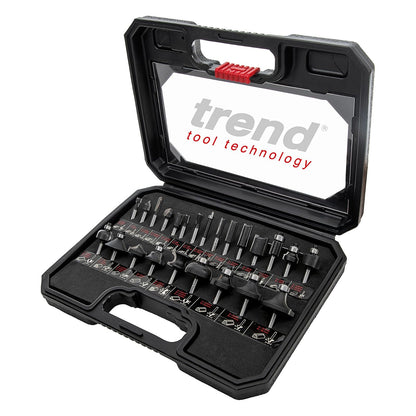 Trend - Juego de 24 brocas de enrutador, vástago de 1/4 pulgadas, punta de carburo de tungsteno, caja de almacenamiento incluida, SET/SS24X1/4TC