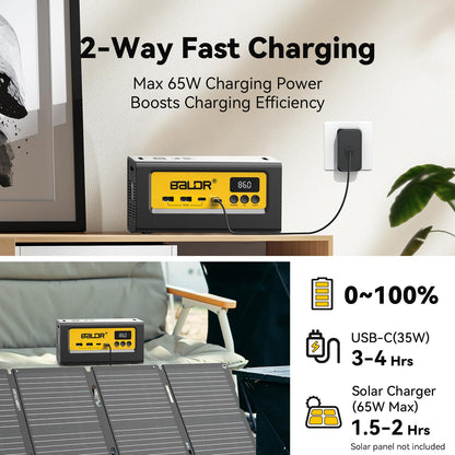 BALDR Estación de energía portátil de 28000 mAh, 90 Wh LiFePO4 batería de reserva para camping, generador solar de carga rápida con toma de CA de 150 W, banco de energía de máxima potencia para