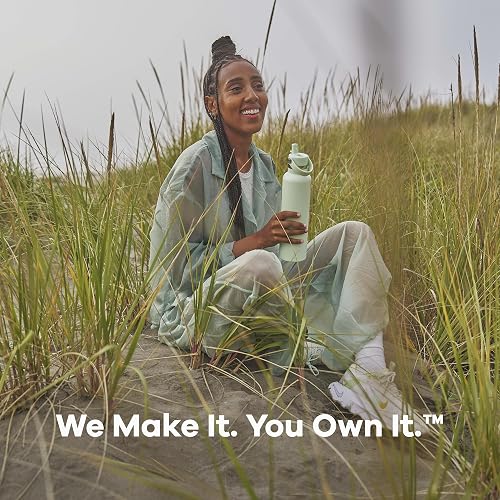 Hydro Flask - Botella de agua de acero inoxidable aislada, tapa estándar con popote, no derrama, a prueba de fugas en 24 onzas, color gris abedul