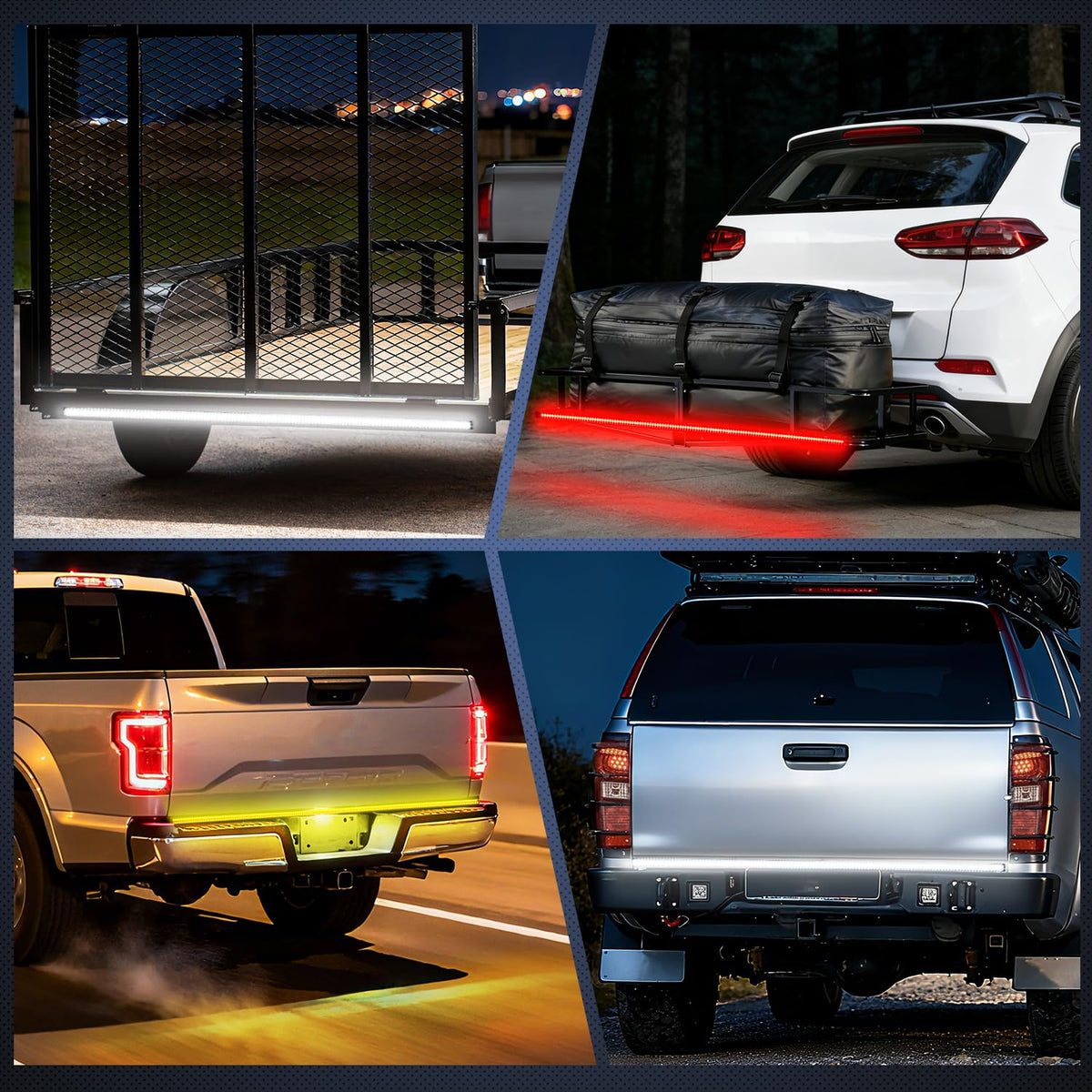 Nilight Truck Tailgate Light Strip 48" Triple Row 360 LED with Red Running Brake White Reverse Amber Turning Signals Strobe Lights