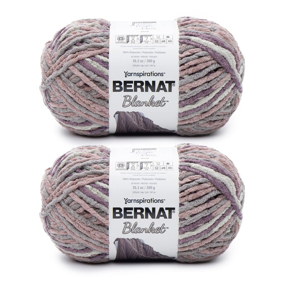 Bernat Blanket Estambre Chenille Súper Voluminoso, Paquete de 2 - Paquete de 2 - Purple Haze