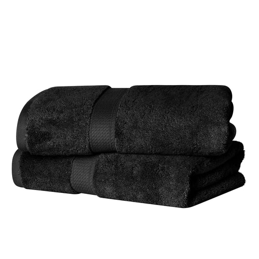 Superior 900 Gram Egyptian Cotton 2-Piece Bath Towel Set, Black | Juego de toallas de lujo de secado rápido, artículos esenciales de baño para baño, baño de invitados, spa, baño de 2 piezas