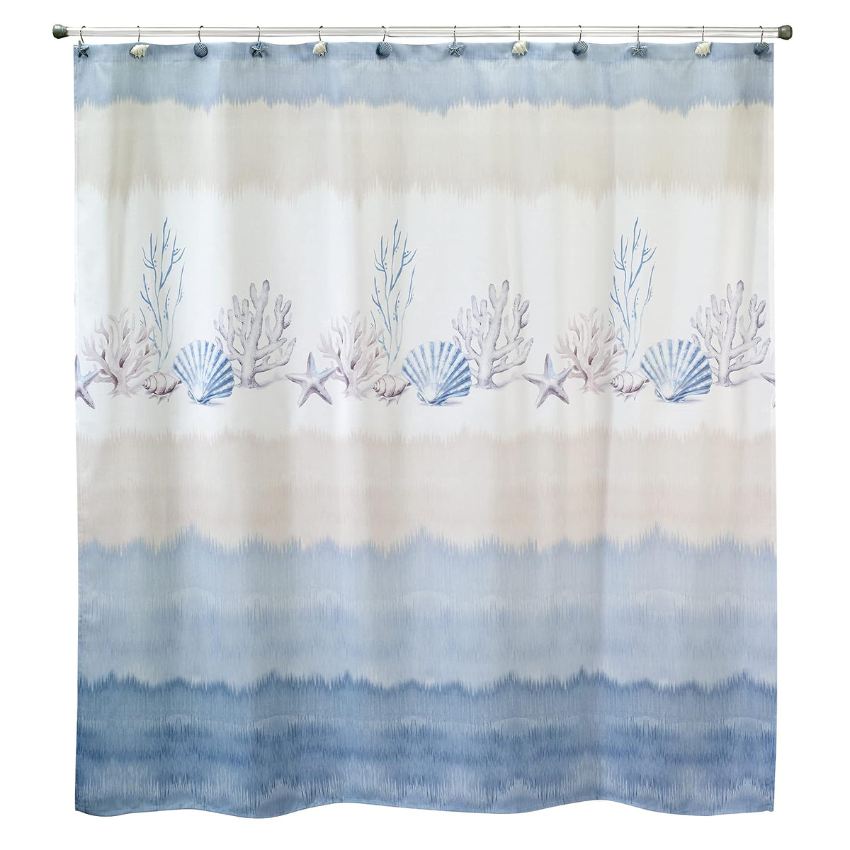 Avanti Linens - Cortina de Ducha de Tela, decoración de baño costero (colección Abstracta Costera, 72 Pulgadas)