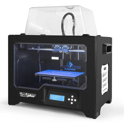 FlashForge - Impresora 3D Creator Pro, estructura de estructura metálica, cubiertas acrílicas, plataforma de construcción optimizada, extrusora doble con 2 bobinas, funciona con ABS y PLA
