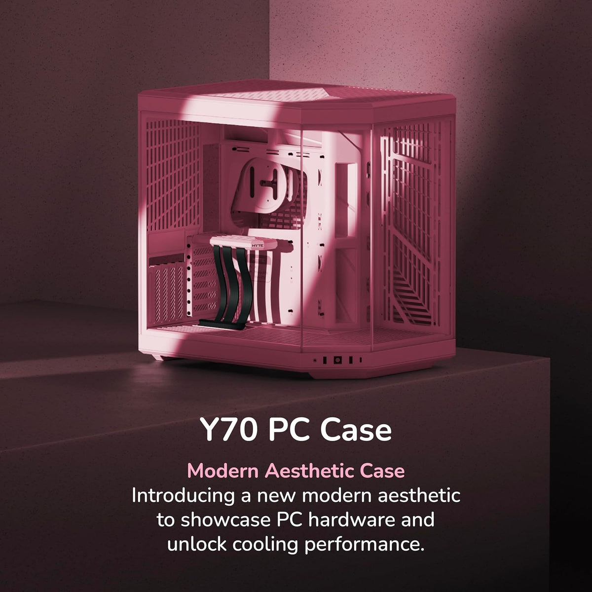 Gabinete Hyte Y70 - CS-HYTE-Y70-SM ATX de Doble cámara - Strawberry Milk Cable Riser