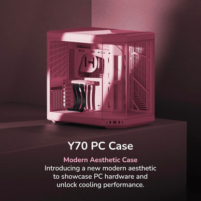 Gabinete Hyte Y70 - CS-HYTE-Y70-SM ATX de Doble cámara - Strawberry Milk Cable Riser