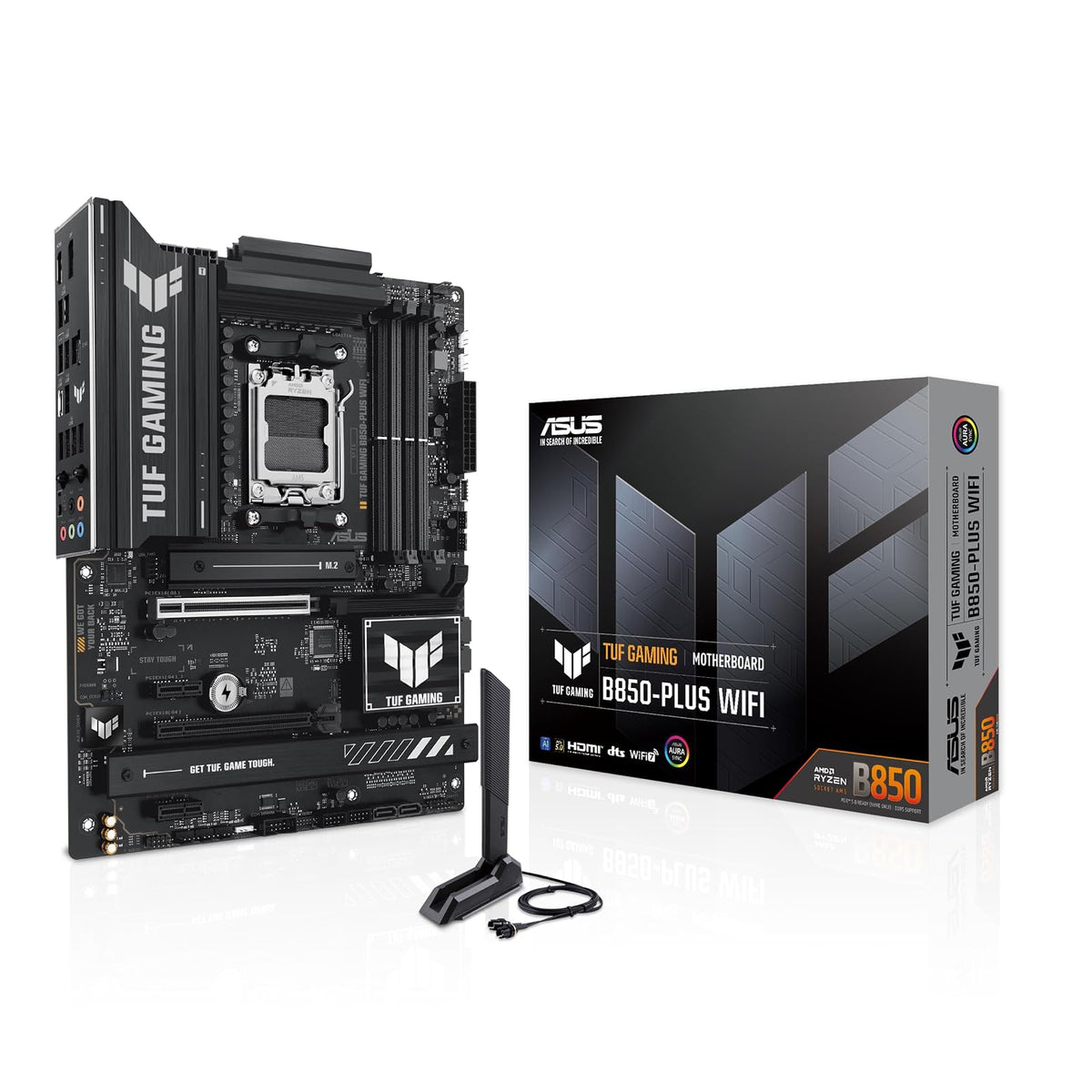 ASUS TUF Gaming B850-PLUS WiFi Tarjeta Madre AMD WiFi 7 para PC Gamer FPS | ATX, AMD AM5, PCIe 5.0 x16, VRM 14+2+1 (80A), 3 ranuras M.2 (1 PCIe 5.0), WiFi 7, LAN 2.5Gb, USB-C 20Gbps, DDR5 8000+ (OC)