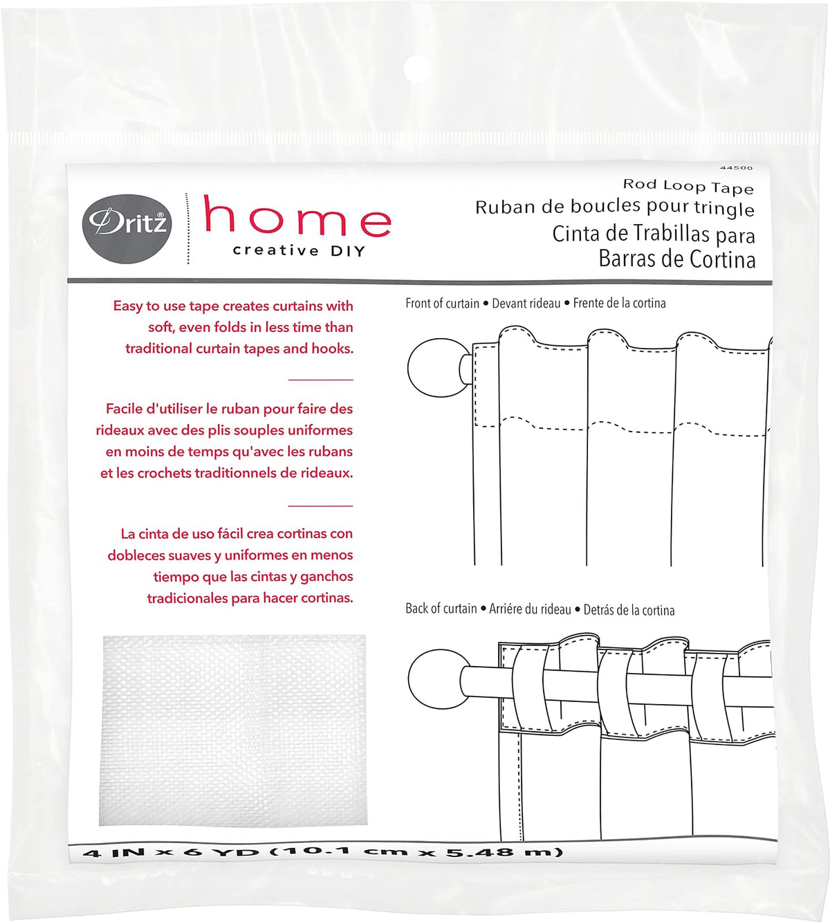 Dritz Home 44500 - Cinta de cinta tejida para barra, 4 pulgadas x 6 yardas, color blanco