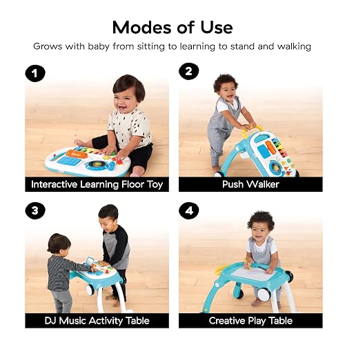 Baby Einstein Musical Mix 'N Roll - Andador de empuje 4 en 1, centro de actividades, mesa y suelo para niños de 6 meses, color azul