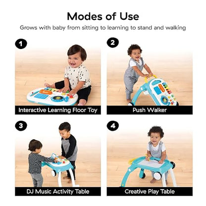 Baby Einstein Musical Mix 'N Roll - Andador de empuje 4 en 1, centro de actividades, mesa y suelo para niños de 6 meses, color azul
