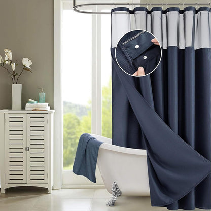 Dainty Home Smart Design - Cortina para regadera, Tela, Azul Marino, 72 Inch x 72 Inch, 1
