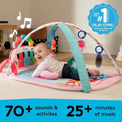 Baby Einstein Kickin’ Tunes - Gimnasio de Actividades 4 en 1 para bebé, con música y Luces, Dos Barras de Juguetes, Piano de Juguete para Aprender español, inglés, francés y alemán (Rosa)