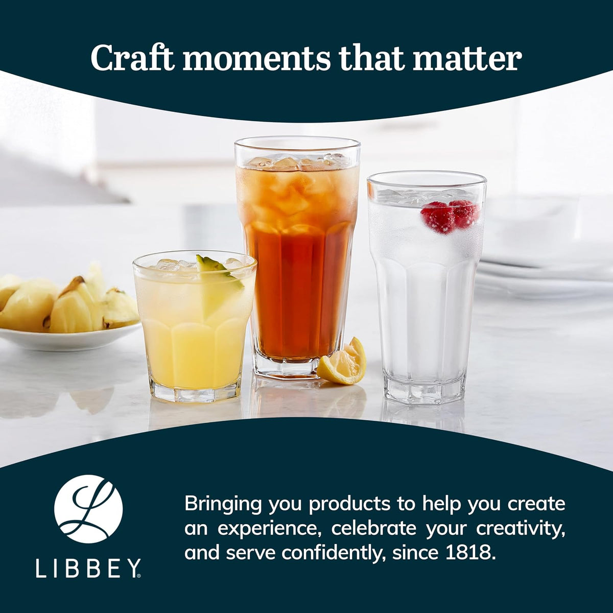Libbey Juego de 12 vasos altos de vidrio Gibraltar, 473 ml | Capacidad de 16 onzas para agua, jugo, refrescos, cócteles y más con lados facetados y limpieza segura para lavaplatos
